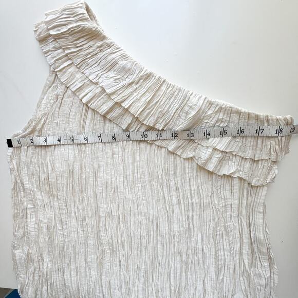 Ulla Johnson Ravenna One-Shoulder Pleated Ruffle Top Ivory Size 6 Blouse - Picture 6 of 13